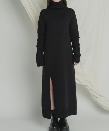 Arm Warm Knit Dress / BLACK / F