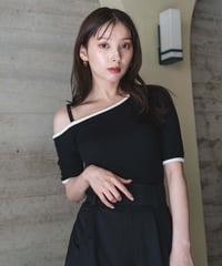 Piping Color Tops / BLACK / F