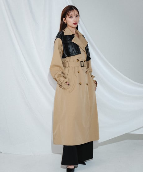 【UNISEX】layered like belted trench coat