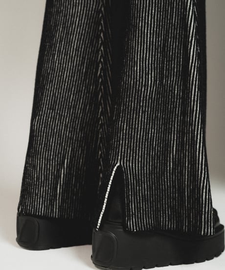 Stripe Knit  Pants / BLACK / F