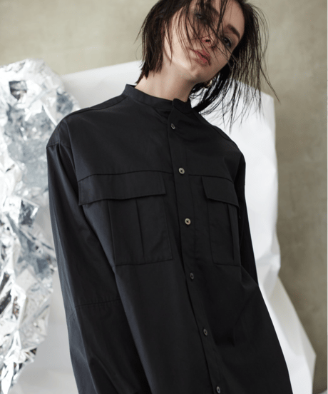Cuff tuck shirt / BLACK / F