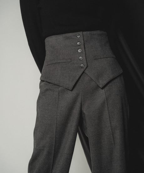 Corset Straight Pants / GRAY / S
