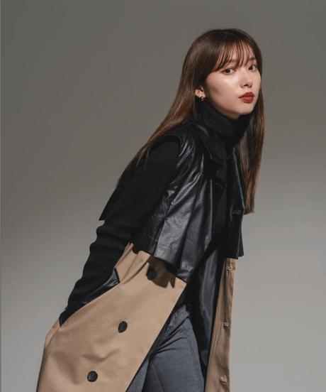 Faux leather tuck gilet / BEIGE / S