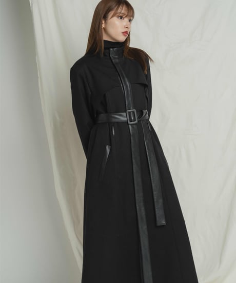 【UNISEX】 Crop Layer Long Coat / BLACK / M