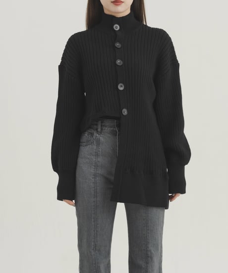 Step hem Cardigan / BLACK / F