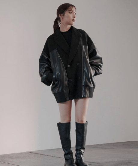 【UNISEX】 Blouson Combination Coat / L