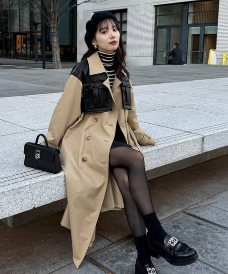 【UNISEX】layered like belted trench coat
