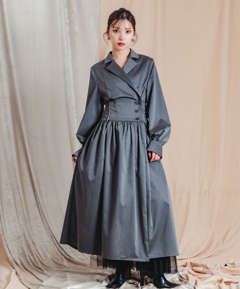 Zip cache-coeur dress / GRAY / S | LEANN MOMENT