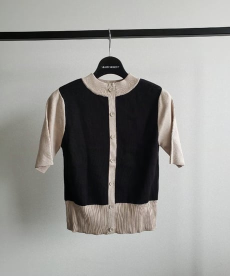 Color scheme knit tops / BLK&BEG