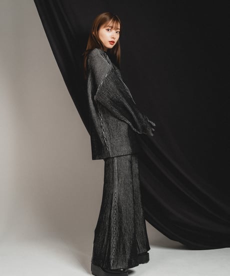 Stripe Knit  Pants / BLACK / F
