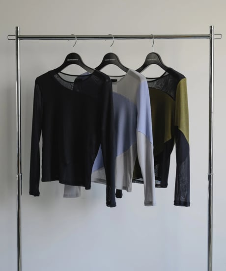 Sheer switch jersey top/ BLACK / F