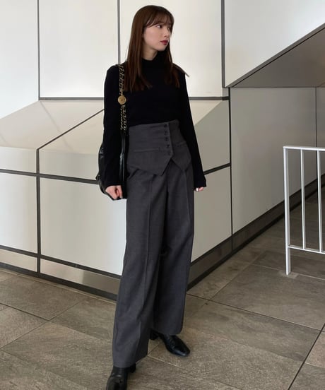 Corset Straight Pants / GRAY / S