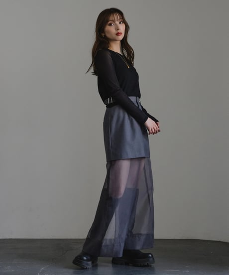 Sheer switch jersey top/ BLACK / F