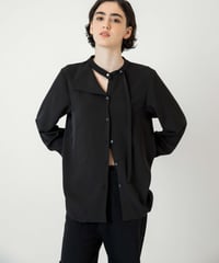 Asymmetry lapel blouse / BLACK / F