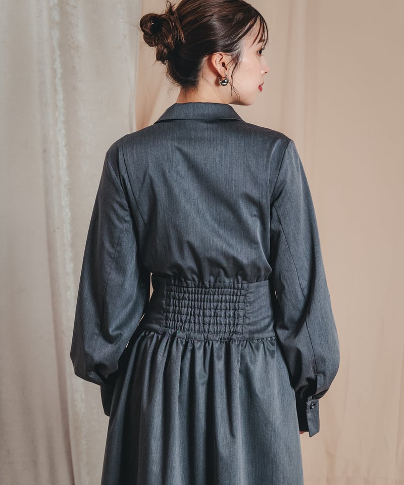 Zip cache-coeur dress / GRAY / S | LEANN MOMENT