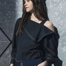 LEANN MOMENT リーンモーメント　大判ドット風穴あきトップス　シャツ LEANN MOMENT リーンモーメント 大判ドット風穴あきトップス
