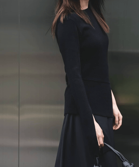 Arm slit knit pullover / BLACK / F