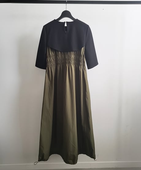 Gather layered dress / KHAKI / S