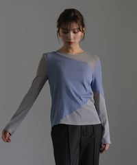 Sheer switch jersey top/ BLUE / F