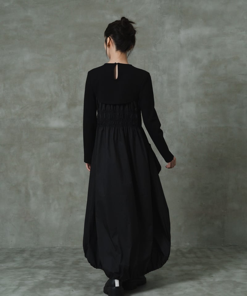 Gather layered dress / BLACK / S | LEANN MOMENT