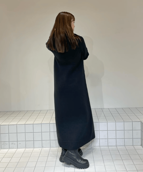 Arm Warm Knit Dress / BLACK / F