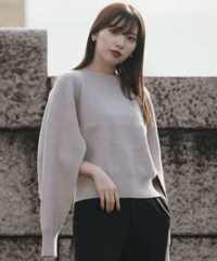 Arm slit knit pullover / BEIGE / F