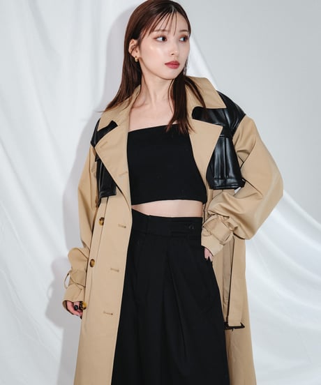 【UNISEX】layered like belted trench coat