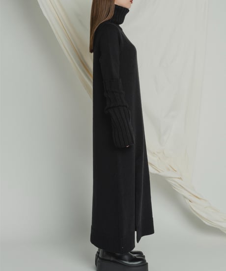 Arm Warm Knit Dress / BLACK / F