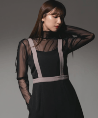 Sheer gather tulle Tops / F