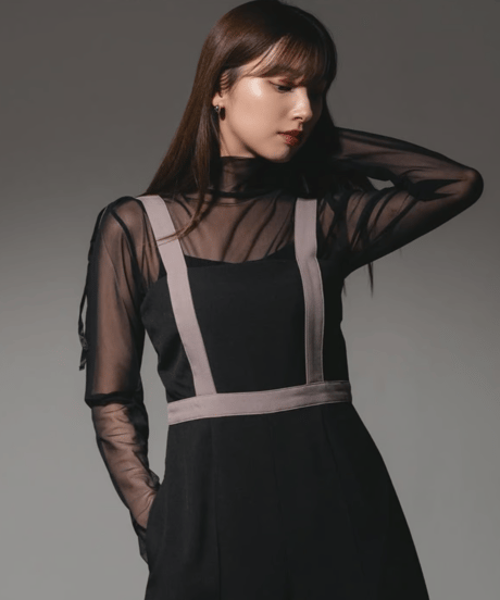 Sheer gather tulle Tops / F