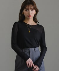 Sheer switch jersey top/ BLACK / F