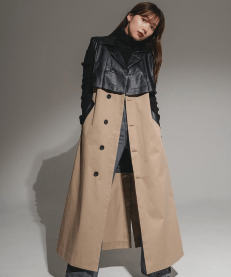 Faux leather tuck gilet / BEIGE / S
