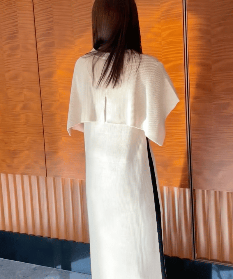 Sheller シェリエ　ワンピース ホワイト　ツイード　新品未使用 sheller シェリエzip bicolor knit dressワンピース