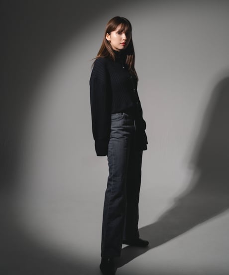 Step hem Cardigan / BLACK / F