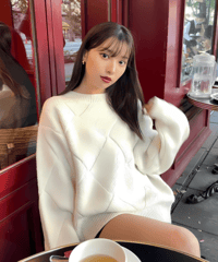 【UNISEX】Blocking Knit / WHITE / F