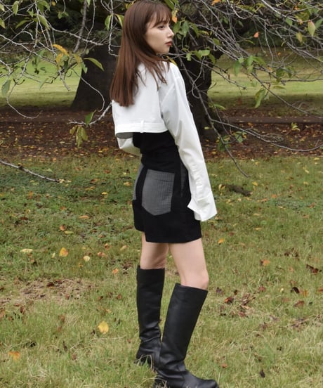 Stripe on denim shorts / BLACK / S