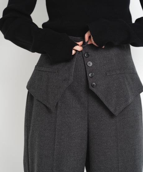 Corset Straight Pants / GRAY / S