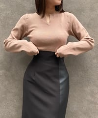 2Way shoulder button knit / BEIGE / F