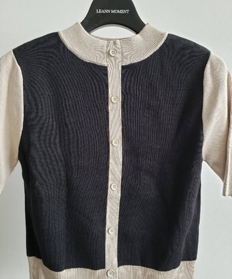 Color scheme knit tops / BLK&BEG