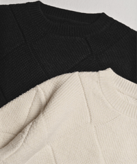 【UNISEX】Blocking Knit / BLACK / F