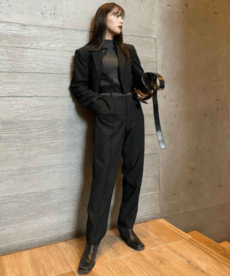 Ladder belt pant / BLACK /  S