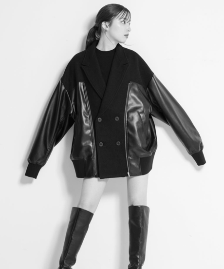 【UNISEX】 Blouson Combination Coat / L