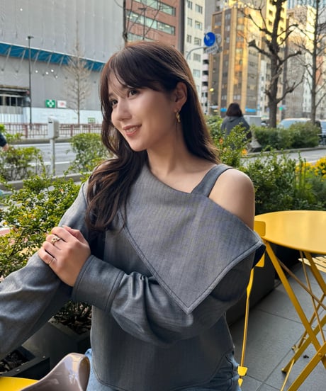 One shoulder blouse / GRAY / S