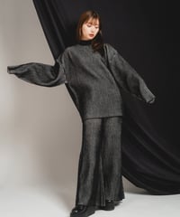 Stripe Knit  Pants / BLACK / F