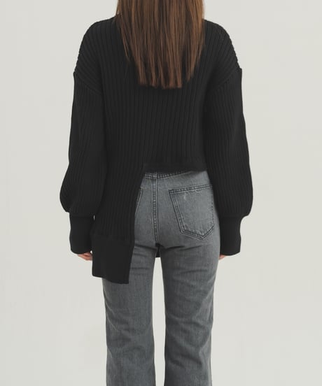 Step hem Cardigan / BLACK / F