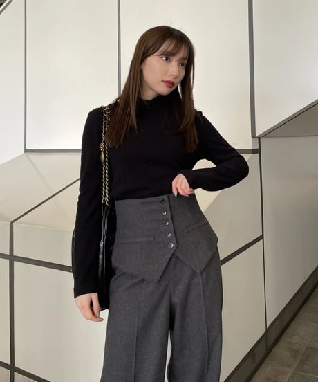 Corset Straight Pants / GRAY / S