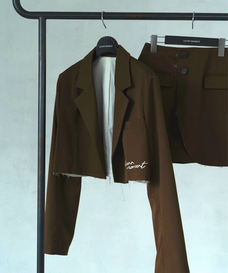 Hem cut logo jacket / BROWN / F