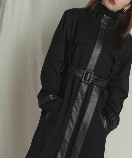 【UNISEX】 Crop Layer Long Coat / BLACK / M