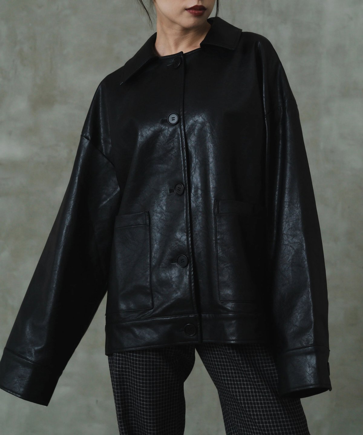 Big leather jacket | LEANN MOMENT | リーンモーメント公式オ...