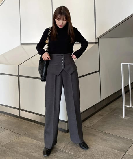Corset Straight Pants / GRAY / S